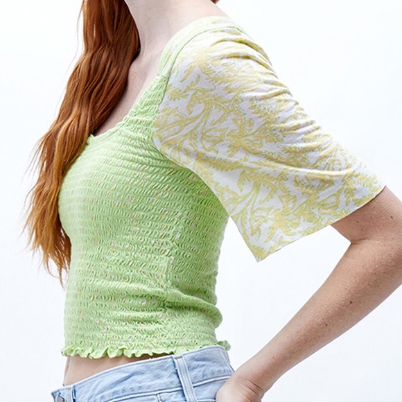 COPY - NWT Free People Top Key Lime Combo Marigold Green Tee - Picture 13 of 14